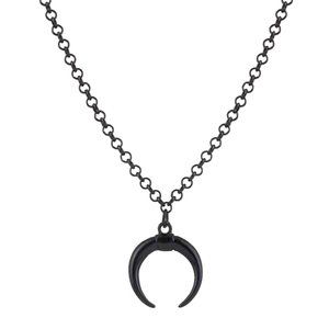 Black Upside Down Crescent Moon Necklace